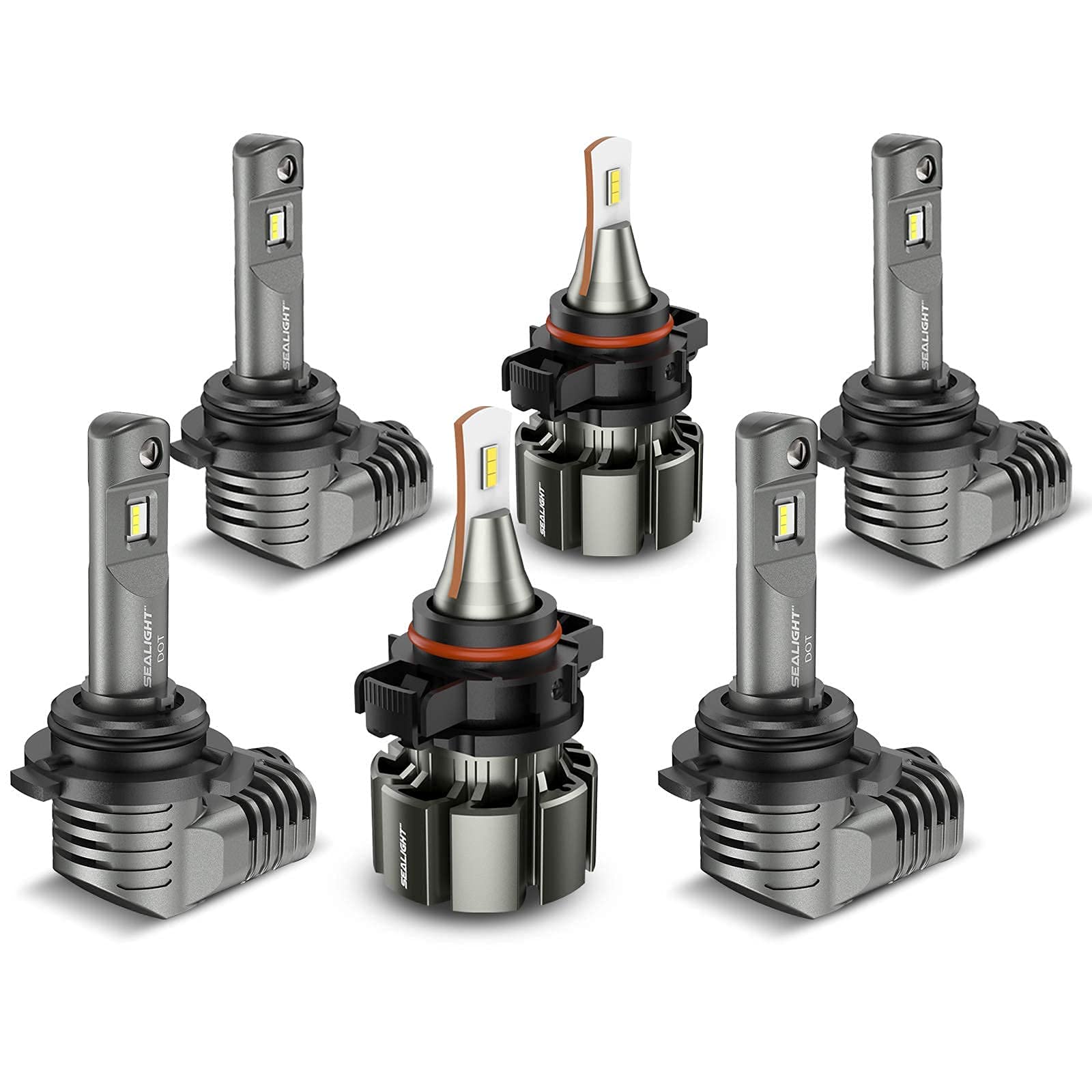 SEALIGHT Scoparc S2 9006/HB4 & 9005/HB3 LED Bulbs Bundle with 5202 LED Fog Light Bulb - 6000K Bright White, Halogen Replacement, Quiet Cooling Fan - Perfect for Cars, Trucks, SUVs, and Off-Road Vehicles