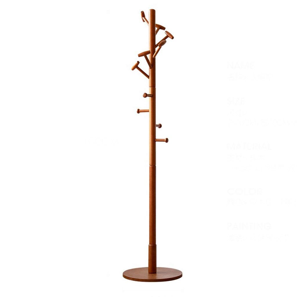 liushop Solid Wood Coat Rack - Heavy Duty Floor Standing Coat Hanger for Jackets, Bags & Hats | Rustic Brown Bedroom Organizer for Entryway, Closet & Dorm Room