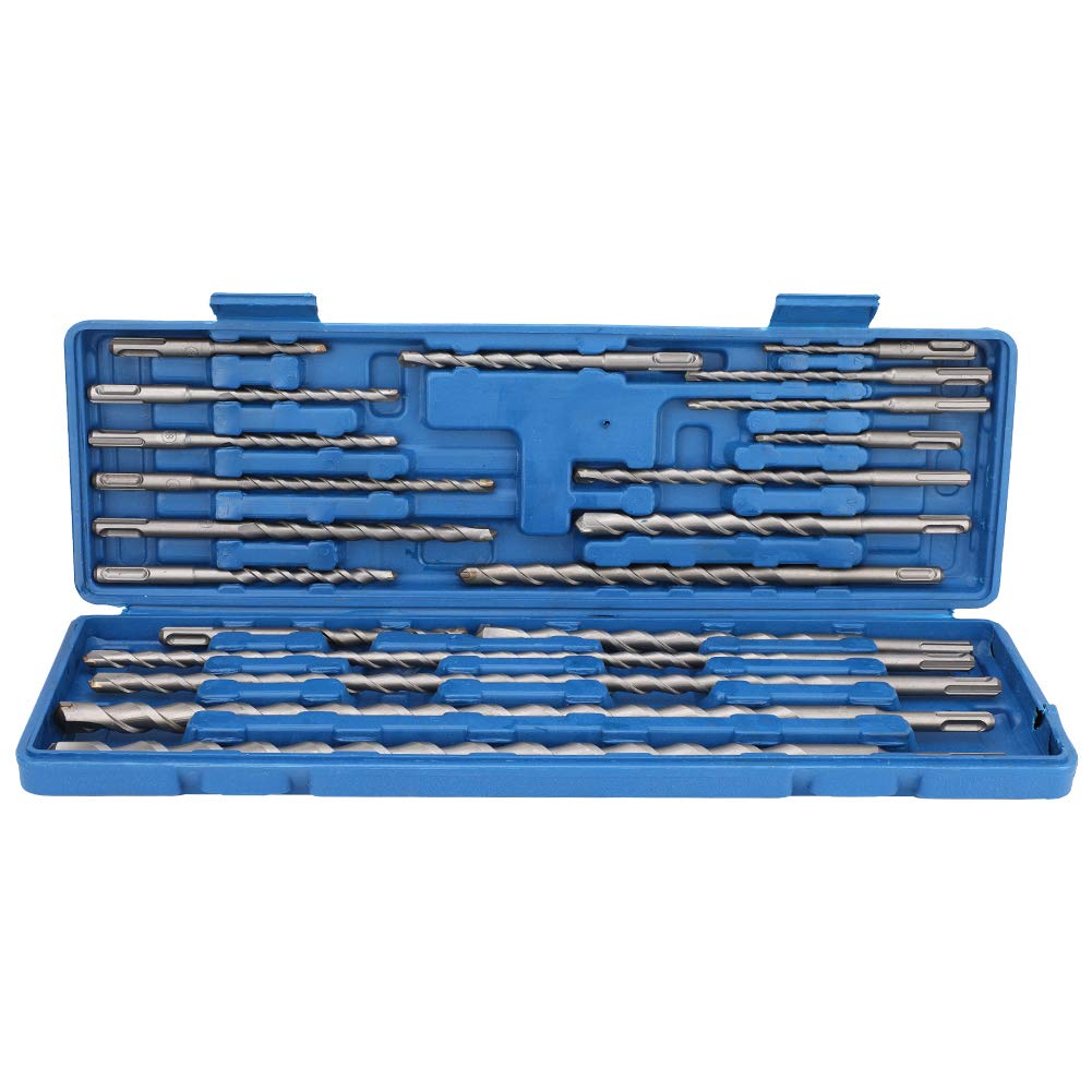 20Pcs SDS Rotary Hammer Drill Bit and Chisel Set with Blue Tool Box - Heavy Duty Masonry Concrete Drilling for Construction, Renovation & DIY Projects