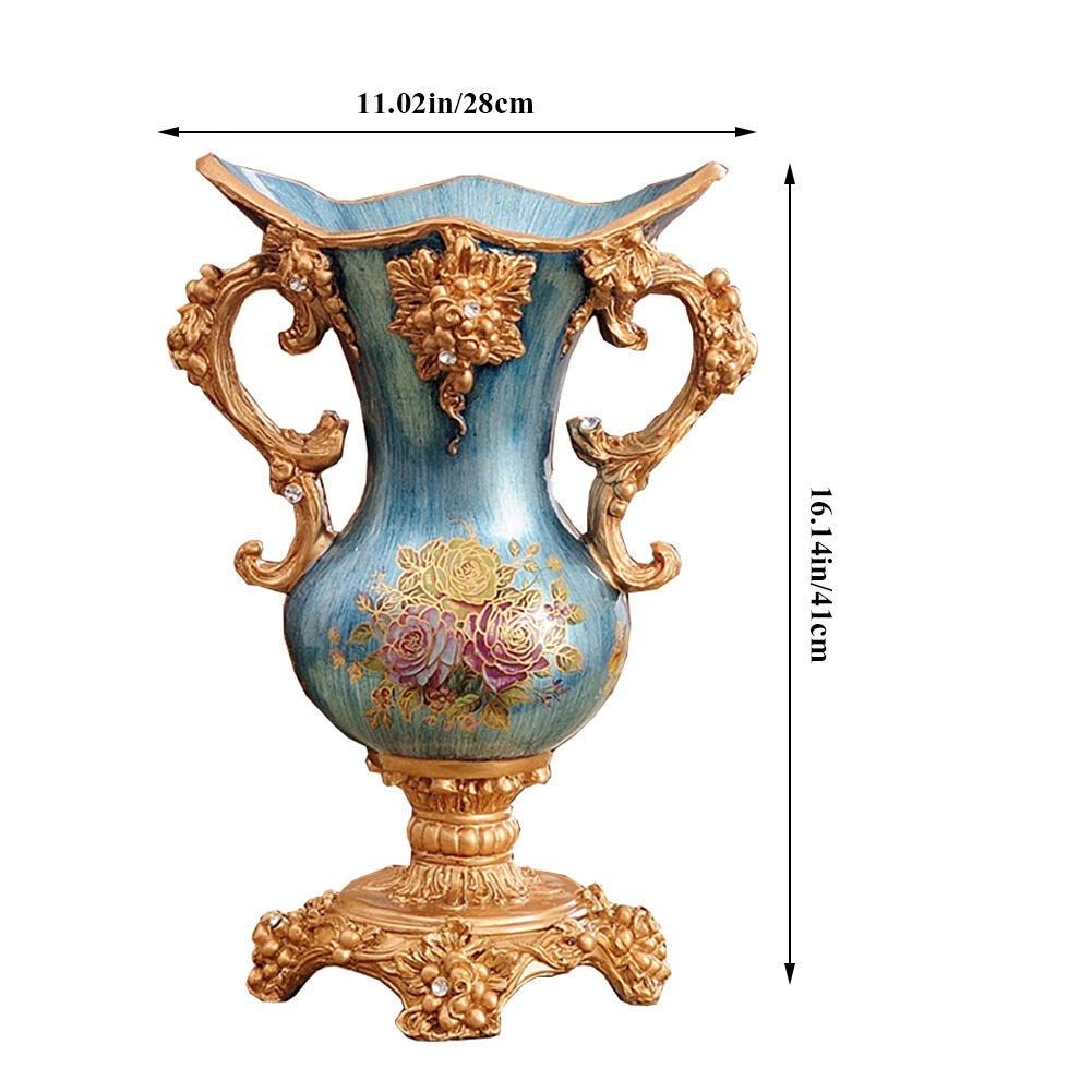 Hand-Painted European-Style Large Resin Flower Vase - 16.1