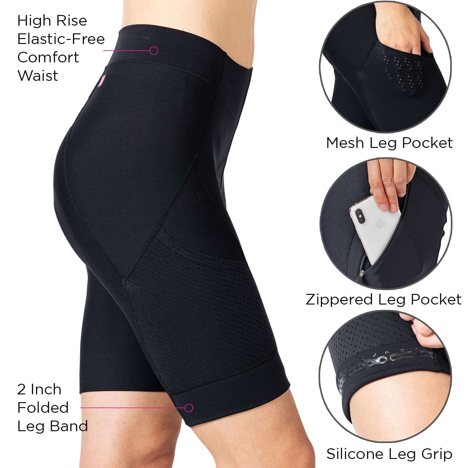 Women's Terry Bike Shorts with Padded Chamois - Breathable Compression Cycling Shorts with Pockets for Road Biking & Touring | Perfect for Long-Distance Rides, Spin Classes & Outdoor Adventures