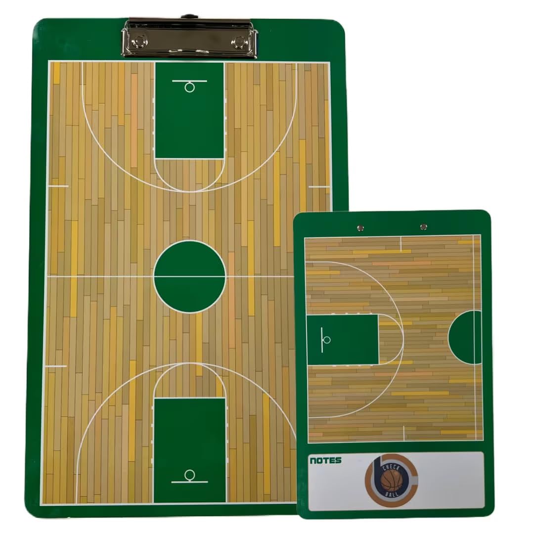 Double-Sided Basketball Coaching Board - Premium Dry Erase Clipboard with Full & Half Court Diagrams (Green) | Perfect for Coaches, Players & Training Sessions