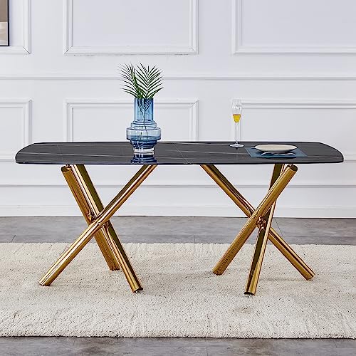 Black Marble+gold Legs