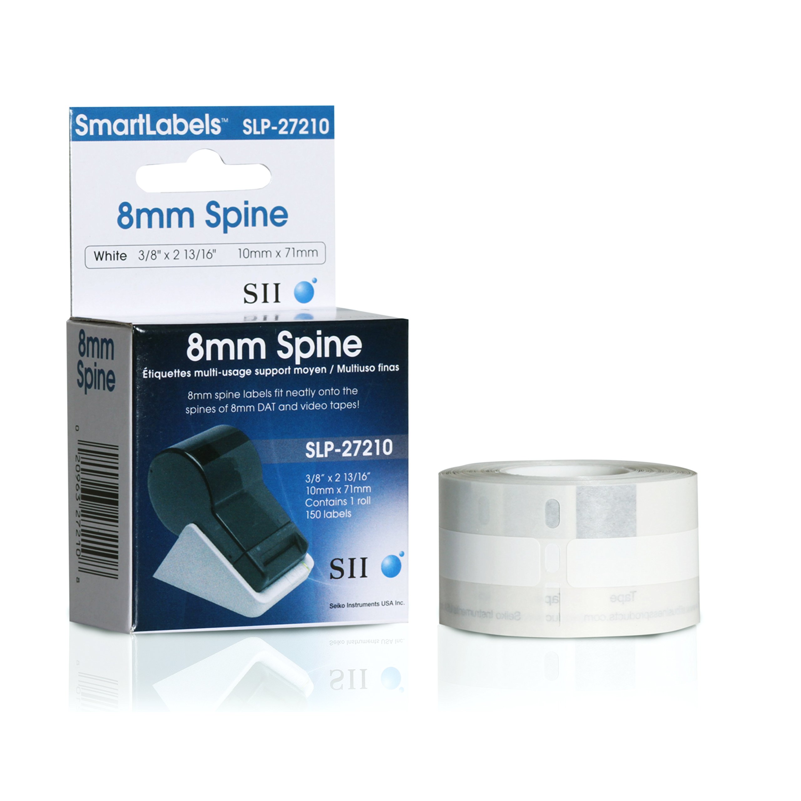 Seiko Instruments 8mm Tape Spine Labels for Smart Label Printers (SLP-27210) - Perfect for File Organization, Binder Labeling & Office Supplies - Compatible with SLP650, SLP620 & More