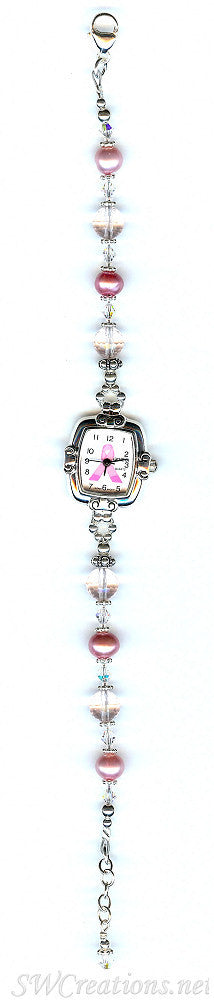 Pink Pearl Breast Cancer Awareness Watch