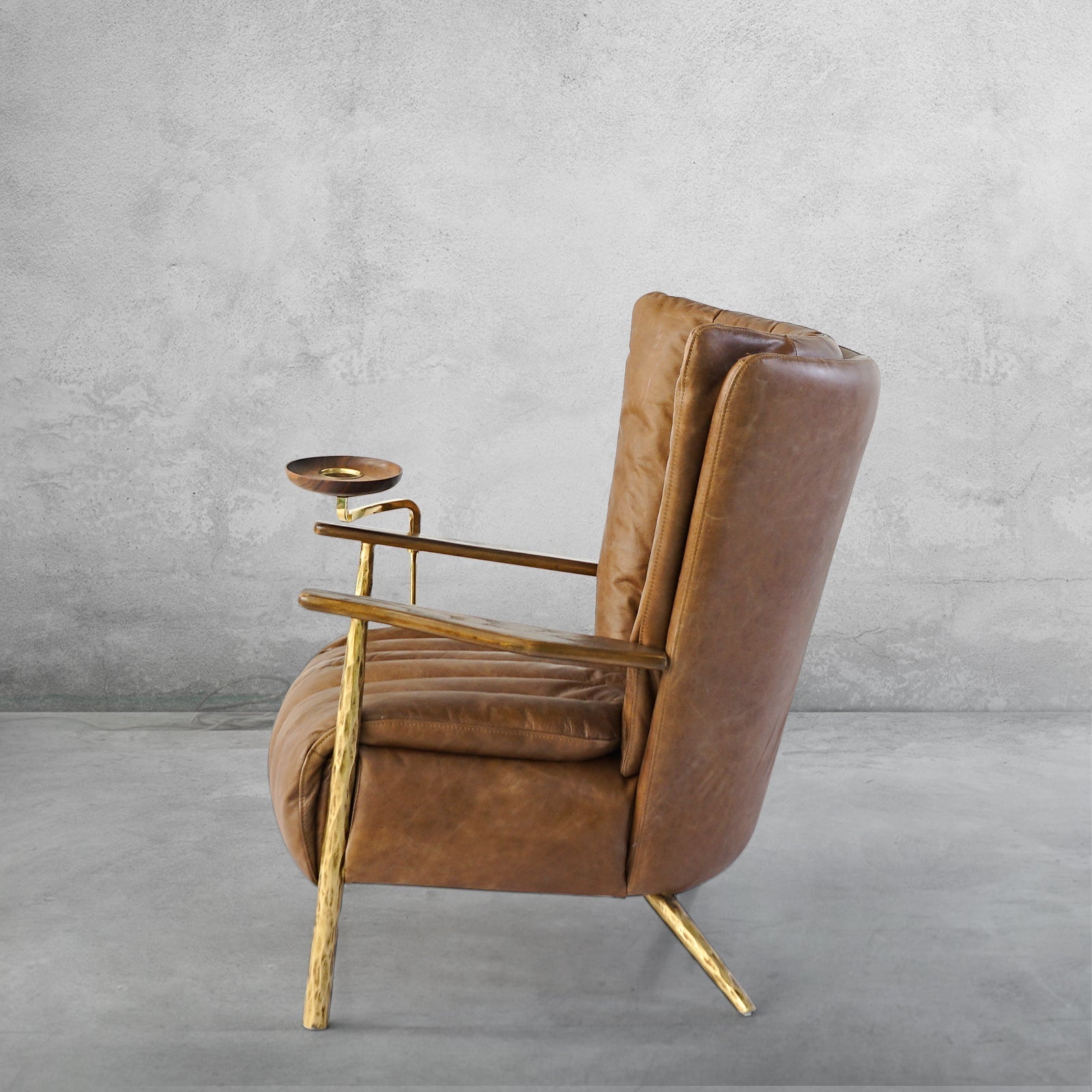 Thaddeus Vintage Leather Armchair - Classic Cigar Chair for Smoking Lounge, Study & Library | Handcrafted Brown Leather Club Chair with Nailhead Trim