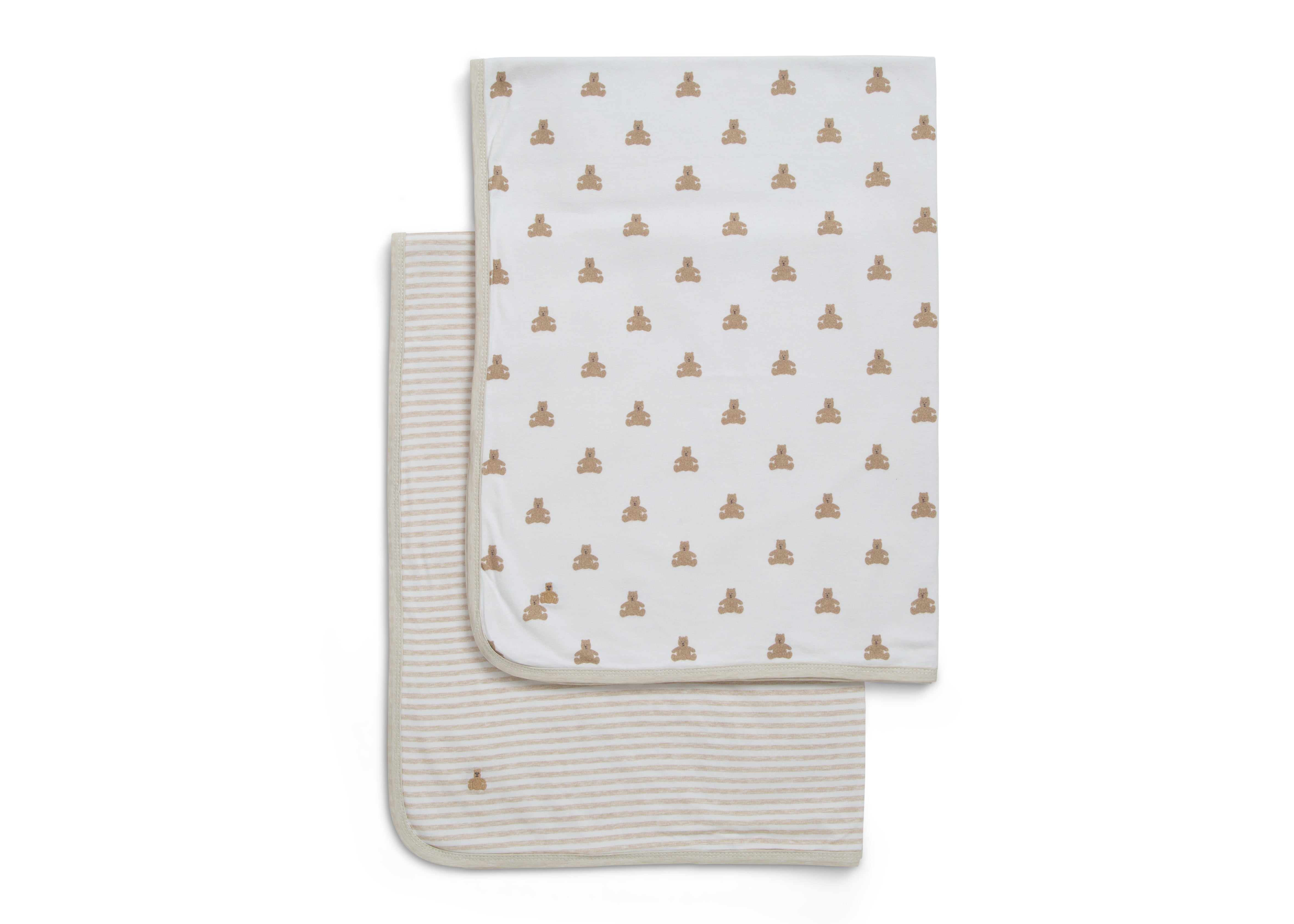 BabyGap Reversible 100% Organic Cotton Baby Blankets - 2 Pack Set for Nursery, Swaddling & Stroller - Soft Hypoallergenic Newborn Blankets