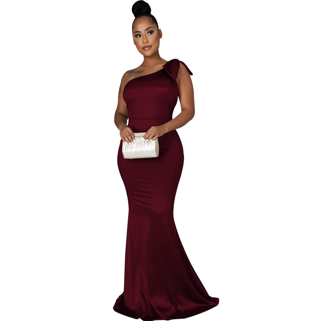 JTNFairy Women's Sexy Ruffle Sleeveless One Shoulder Bodycon Dress - Elegant Pencil Fit for Curvy Women | Perfect for Cocktail Parties, Evening Events & Formal Occasions