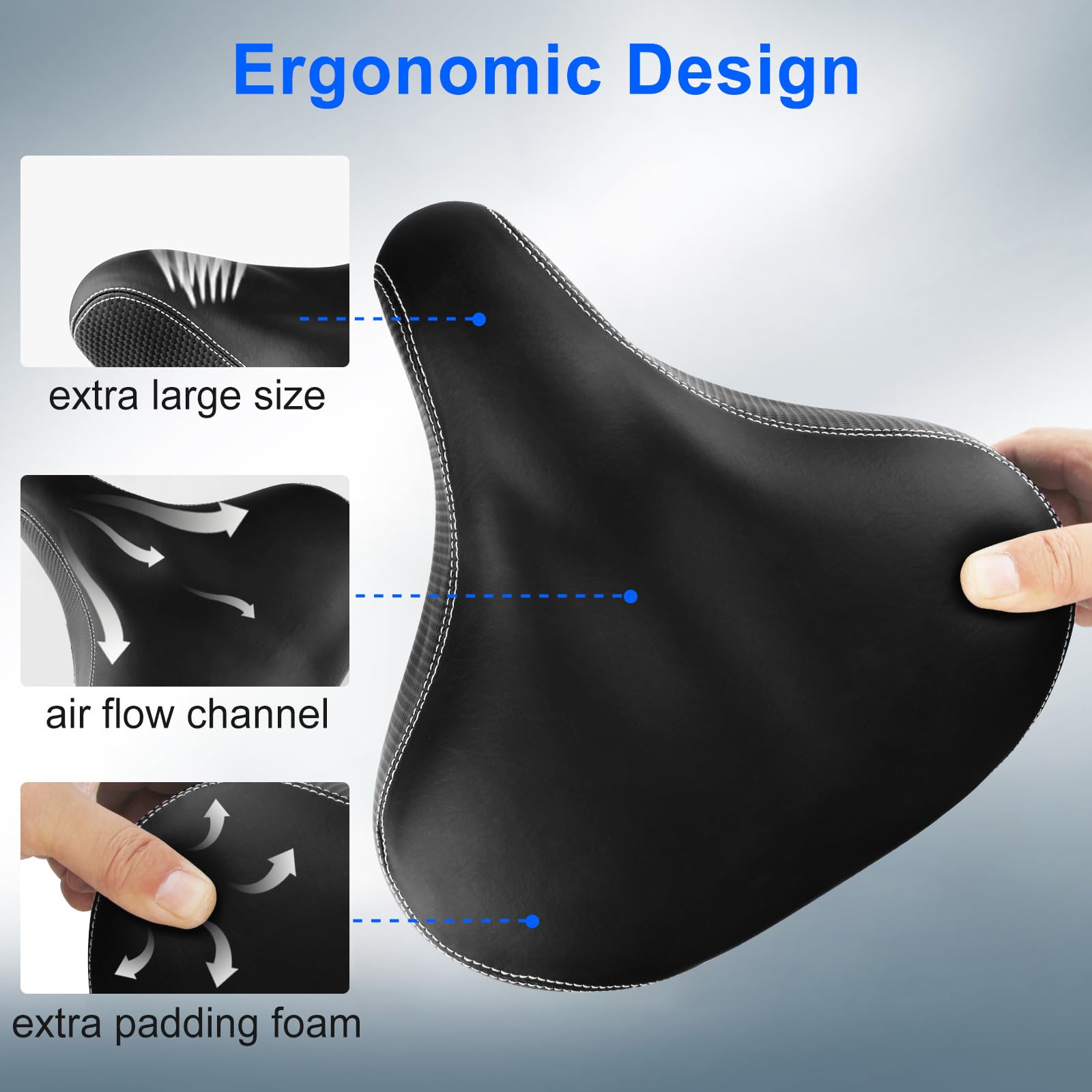 Premium Bike Seat Cushion - Extra Soft Comfortable Bicycle Seat Cover for Men & Women - Universal Fit for Road, Mountain, Cruiser & Exercise Bikes - Perfect for Long Rides, Commuting & Indoor Cycling Workouts