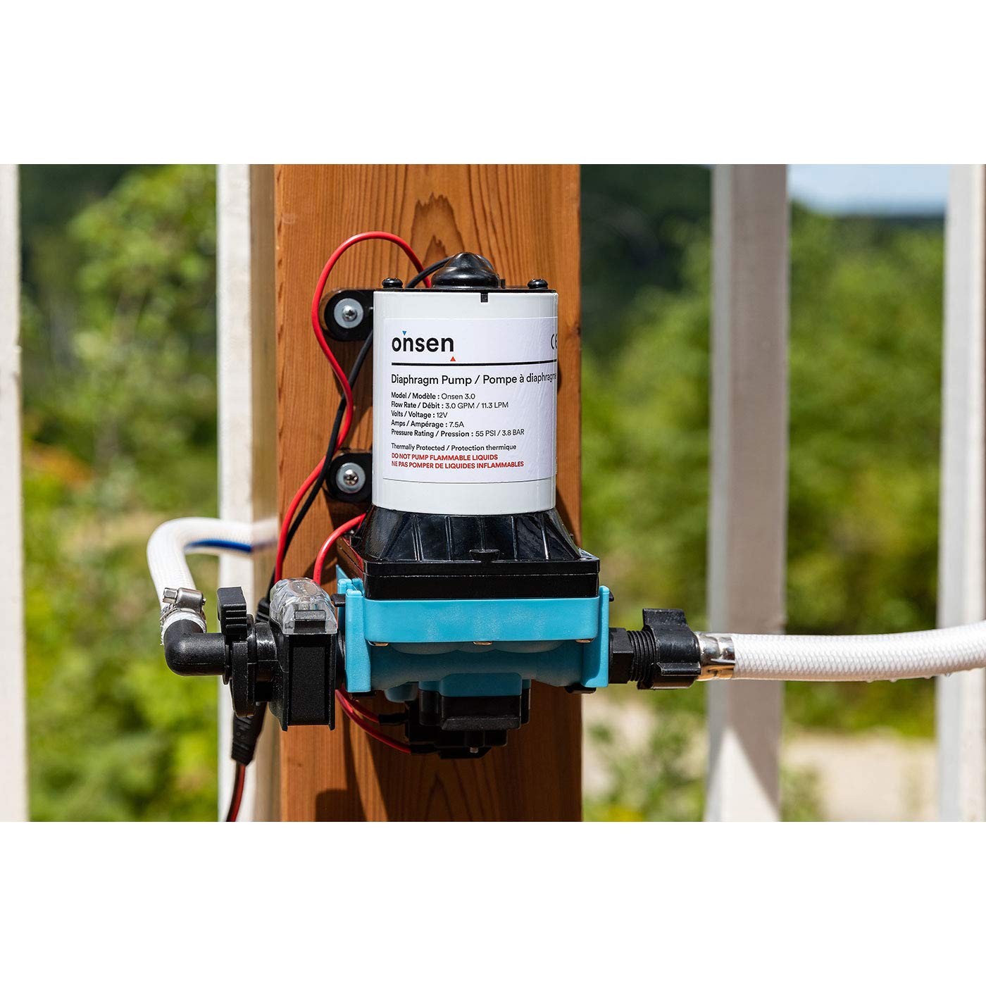 Onsen 3.0 Diaphragm RV Marine 12V Water Pump with Strainer & 1/2