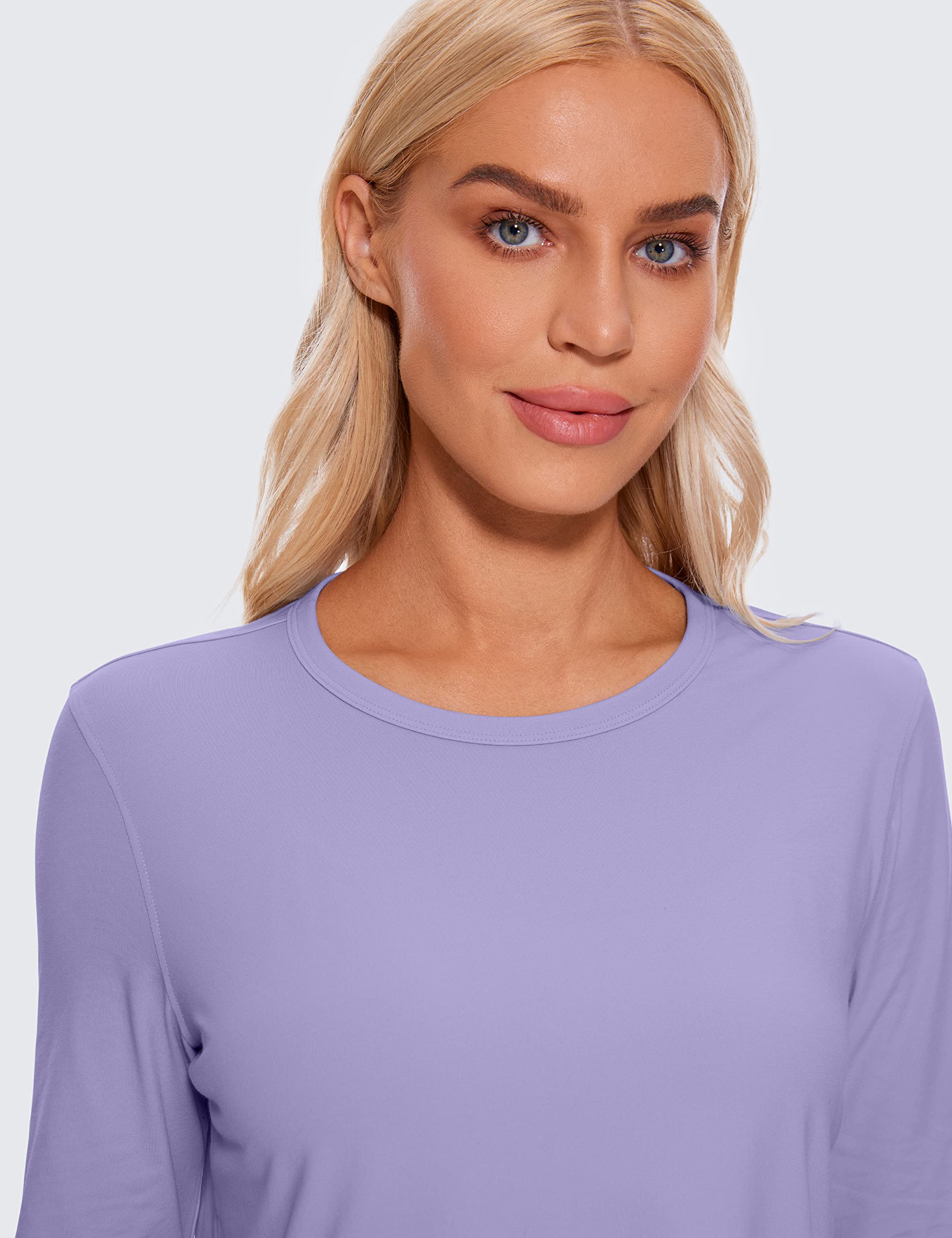 CRZ YOGA Women's Pima Cotton Long Sleeve Workout Shirt - Loose Cropped Athletic Sports Top for Yoga, Gym & Running | Breathable & Comfortable Activewear