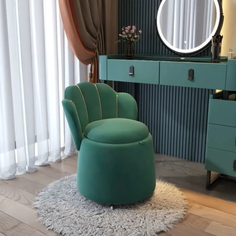 Floral Round Stool for Girls Bedroom - Cute Accent Seat for Kids Room Decor, Reading Nook & Vanity Area