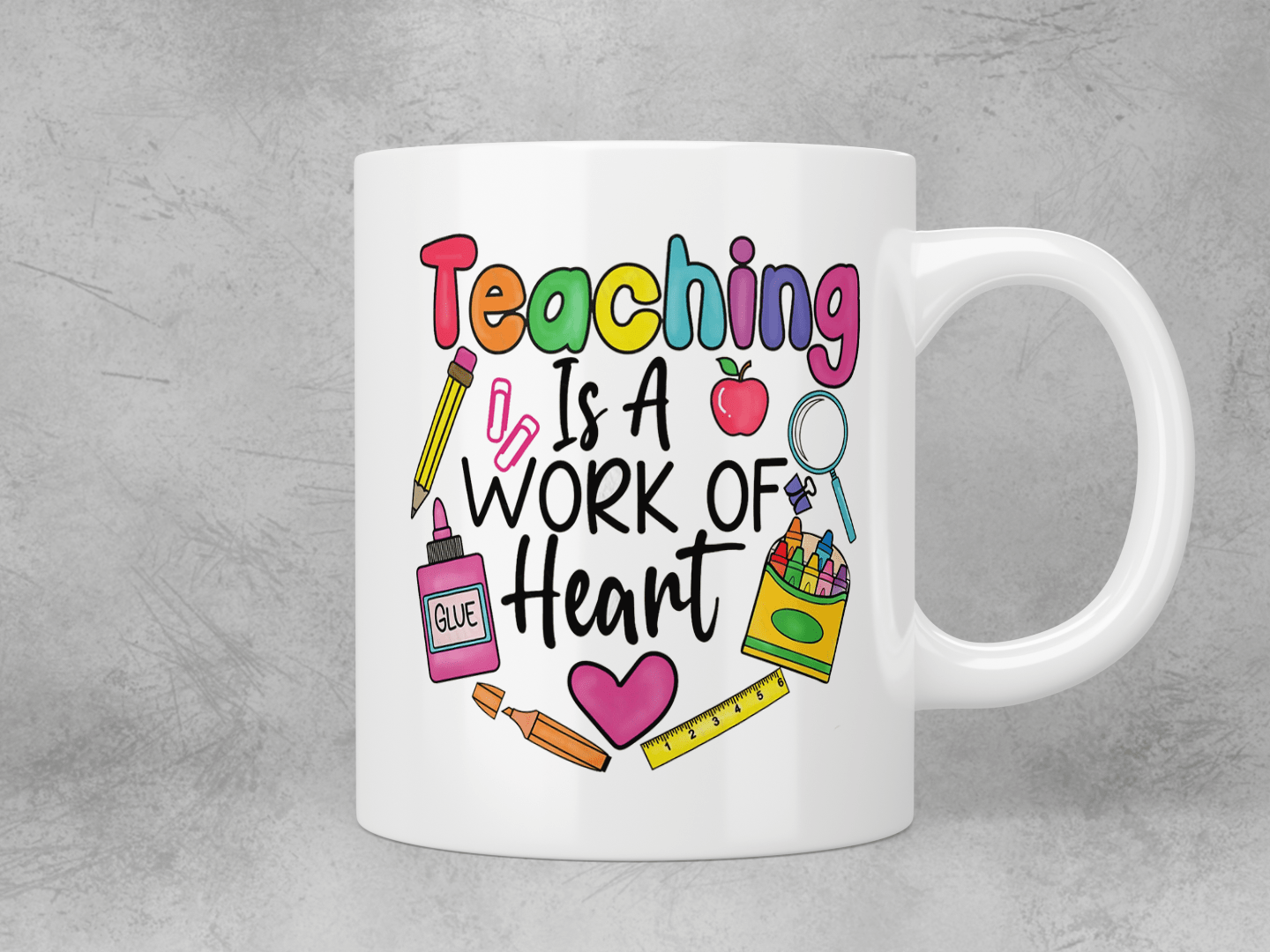 Teaching is a Work of Heart Coffee Mug - Inspirational Teacher Gift for Educators, Professors & Mentors - Perfect for Classroom, Office or Home Use