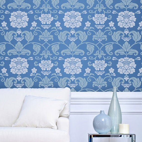 Butterfly & Peony Allover Wall Stencil - DIY Home Decor Painting Template for Bedroom, Living Room, Nursery - Reusable Wall Art Design for Creative Interior Projects