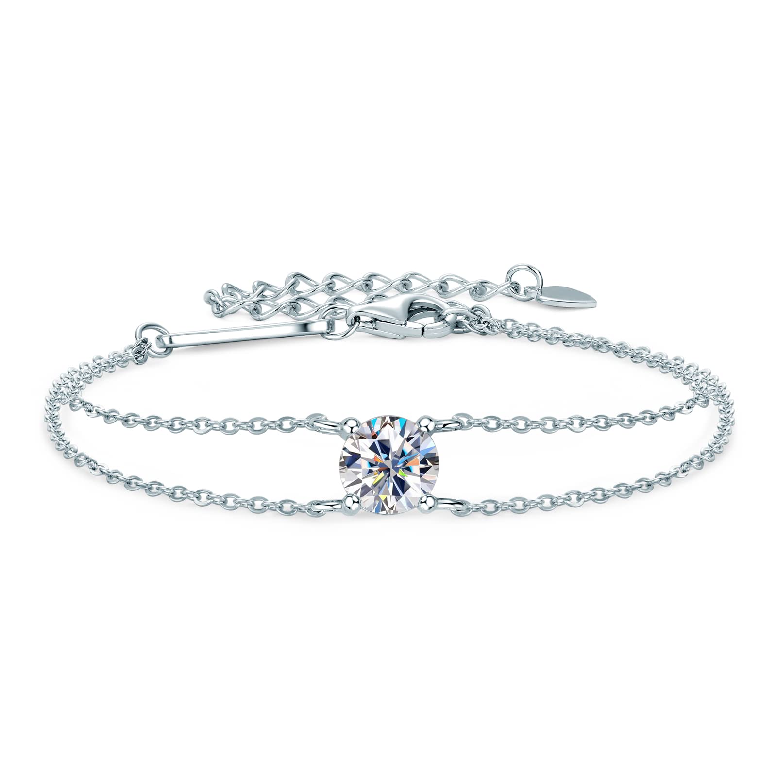 AINUOSHI 14K White Gold Plated 925 Sterling Silver Moissanite Bracelet for Women - Elegant Valentines Day, Anniversary & Birthday Gift for Wife, Mom, Daughter | Perfect for Weddings, Parties & Special Occasions