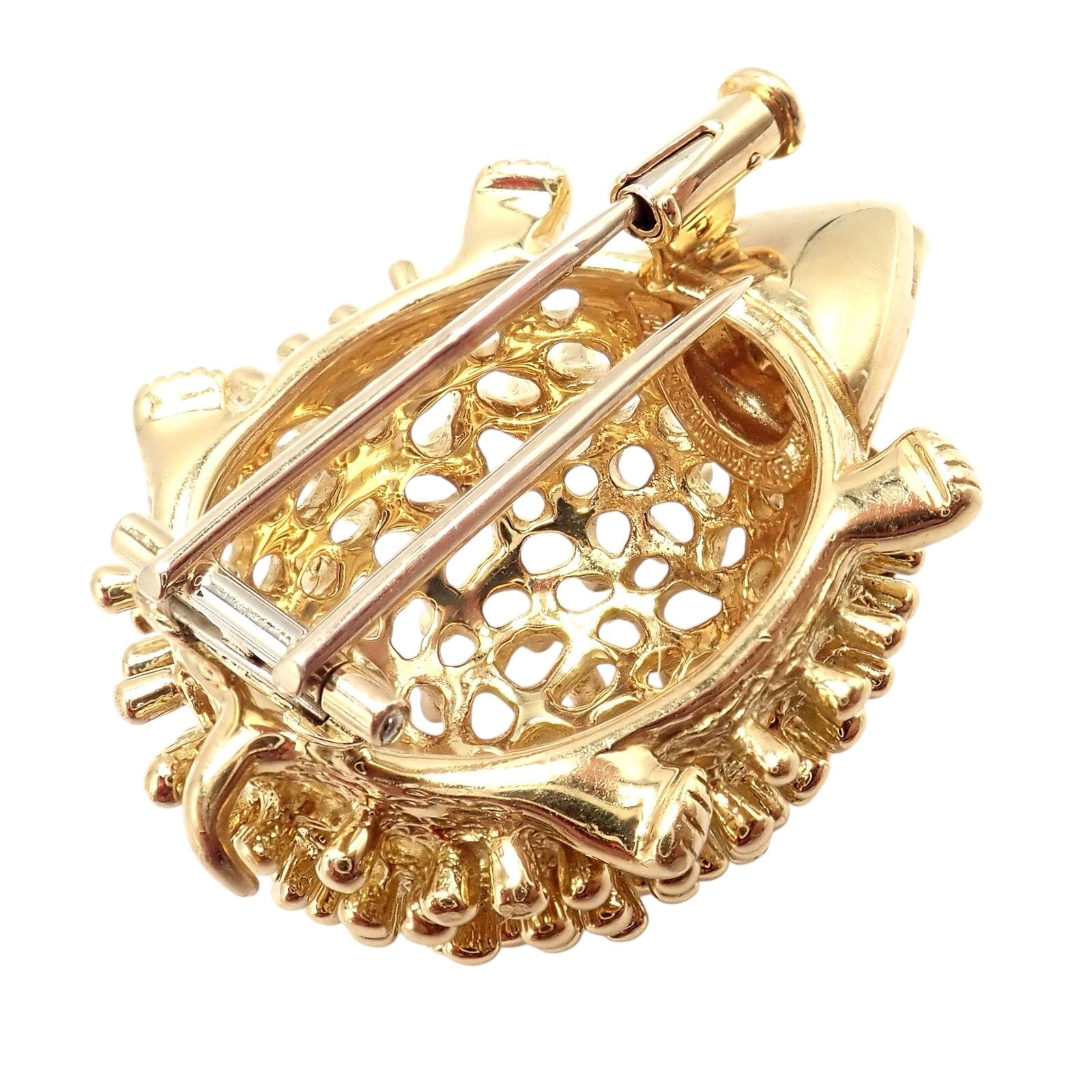 Vintage Tiffany & Co Schlumberger 18k Yellow Gold Hedgehog Ruby Brooch Pin - Luxury Collectible Jewelry for Special Occasions & Gifts
