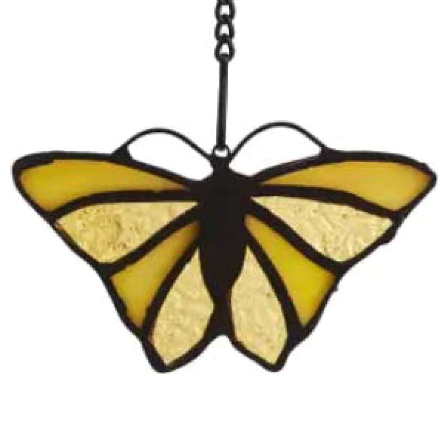 Vibrant Yellow Stained Glass Butterfly Decor - Handcrafted Art Piece for Home, Garden & Wedding Decorations