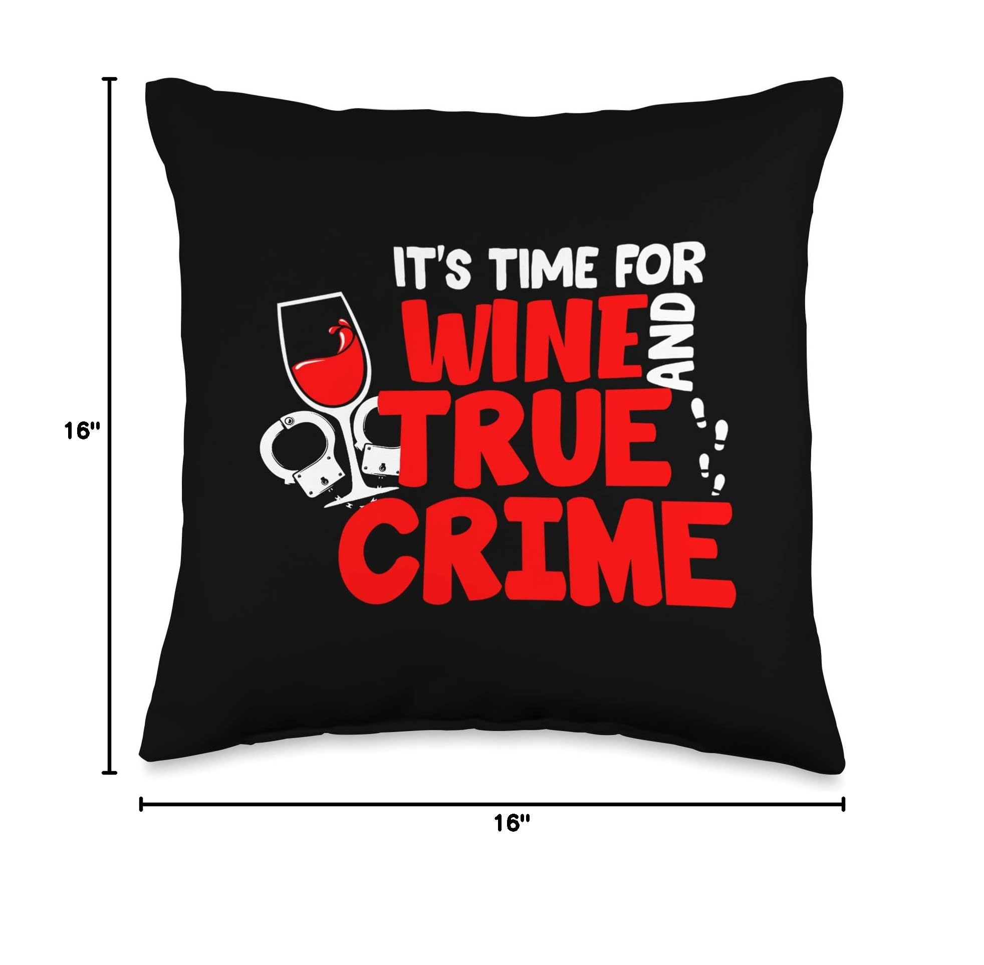 True Crime Lover Merch - Wine & Crime Themed Throw Pillow for Home Decor, Gift for Mystery Fans - Perfect for Living Room, Bedroom & Reading Nook
