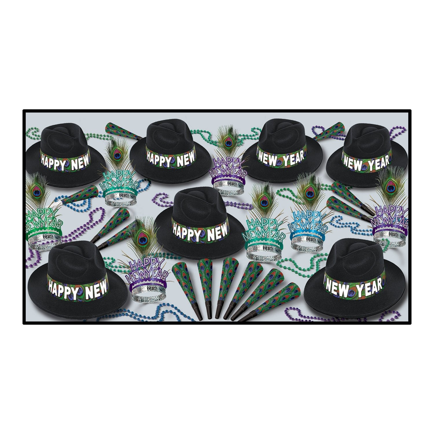 50-Piece Peacock Feather Party Accessories Set - Perfect for Mardi Gras, Weddings, and Themed Events