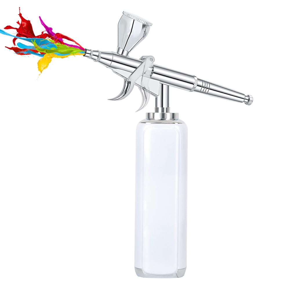 27PSI Wireless Portable Airbrush Kit - Rechargeable Cordless Air Compressor for Barber, Model Painting, Nail Art, Makeup & Tattoo | Mini Handheld Airbrush Gun for Professional & Home Use (White)