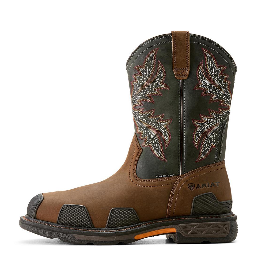 OverDrive Composite Toe Wide Square Toe Work Boots for Men - Brown Safety Shoes for Construction, Warehouse & Outdoor Work - ASTM F2413-11 Certified