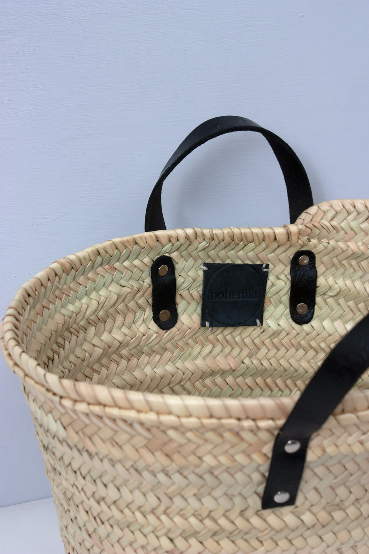 Mini Valencia Basket Bag - Black Woven Handbag for Women, Perfect for Beach, Picnic, and Summer Outings