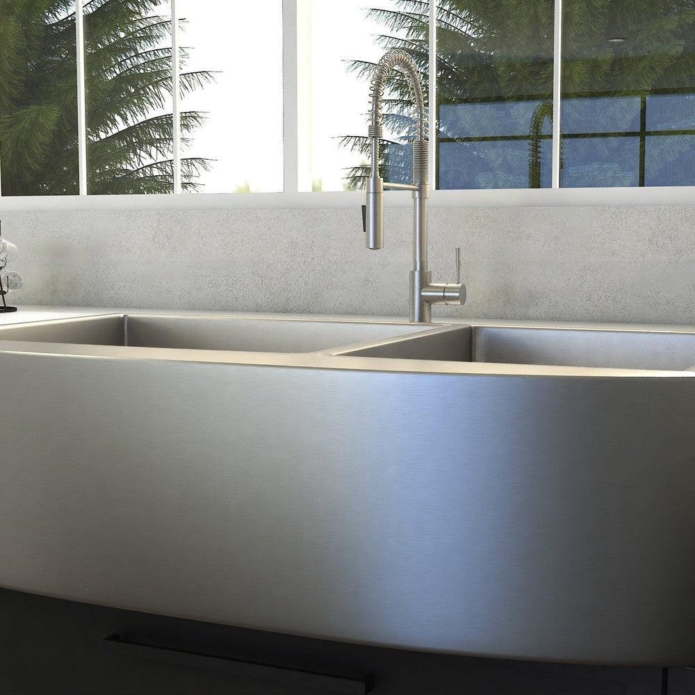 ZLINE 36-Inch Farmhouse Apron Front Double Bowl Stainless Steel Kitchen Sink with Bottom Grid - SA50D 36S - Perfect for Rustic & Modern Kitchens, Renovations & DIY Installations