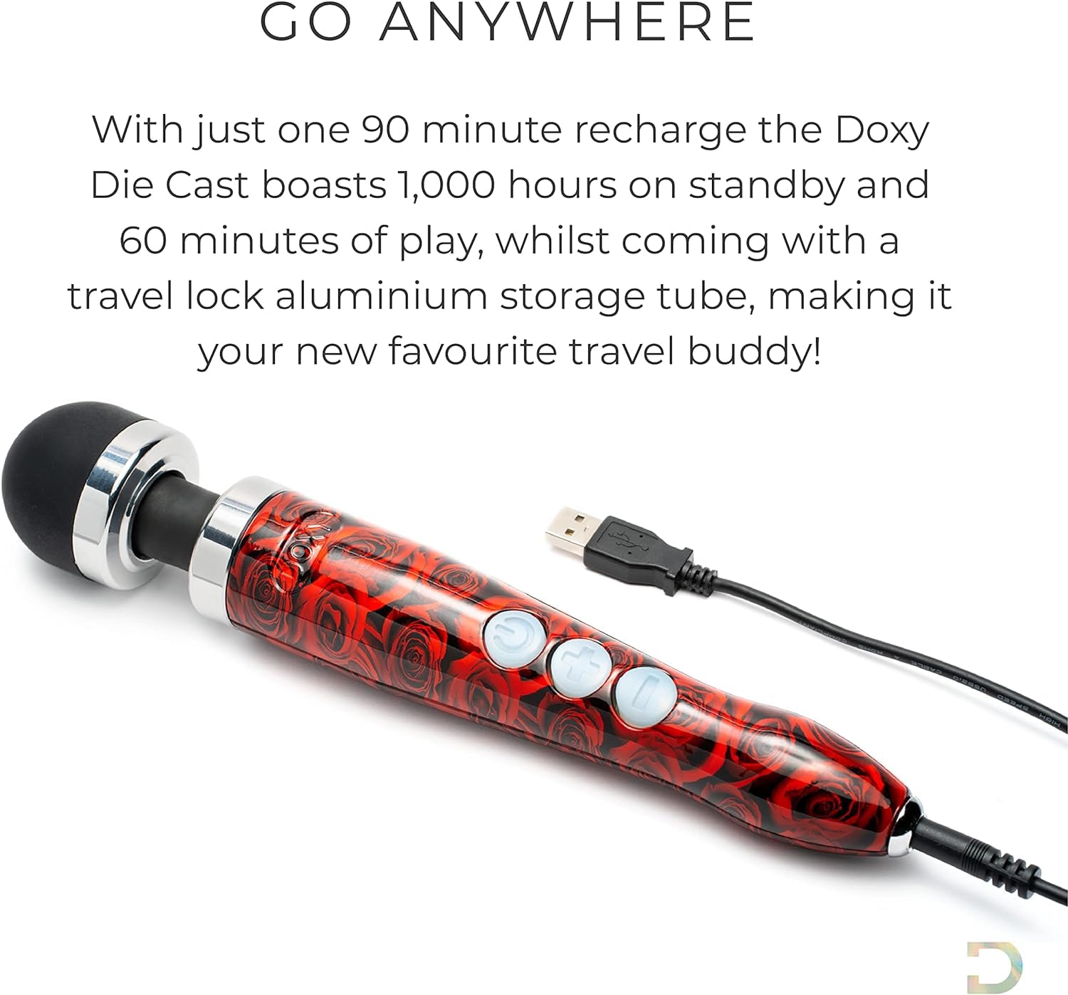 Doxy Die Cast Vibrating Wand Massager - Powerful Adult Sex Toy for Women & Couples | Special Edition Magic Wand Vibrator with Rose Design | Perfect for Sensual Massage, Couples Play & Personal Pleasure