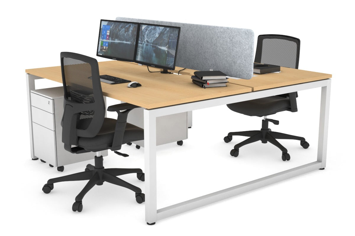 Quadro Loop Legs 2-Person Office Workstation - 1200L x 800W with Cable Management Scallop - Perfect for Collaborative Workspaces & Shared Office Desks