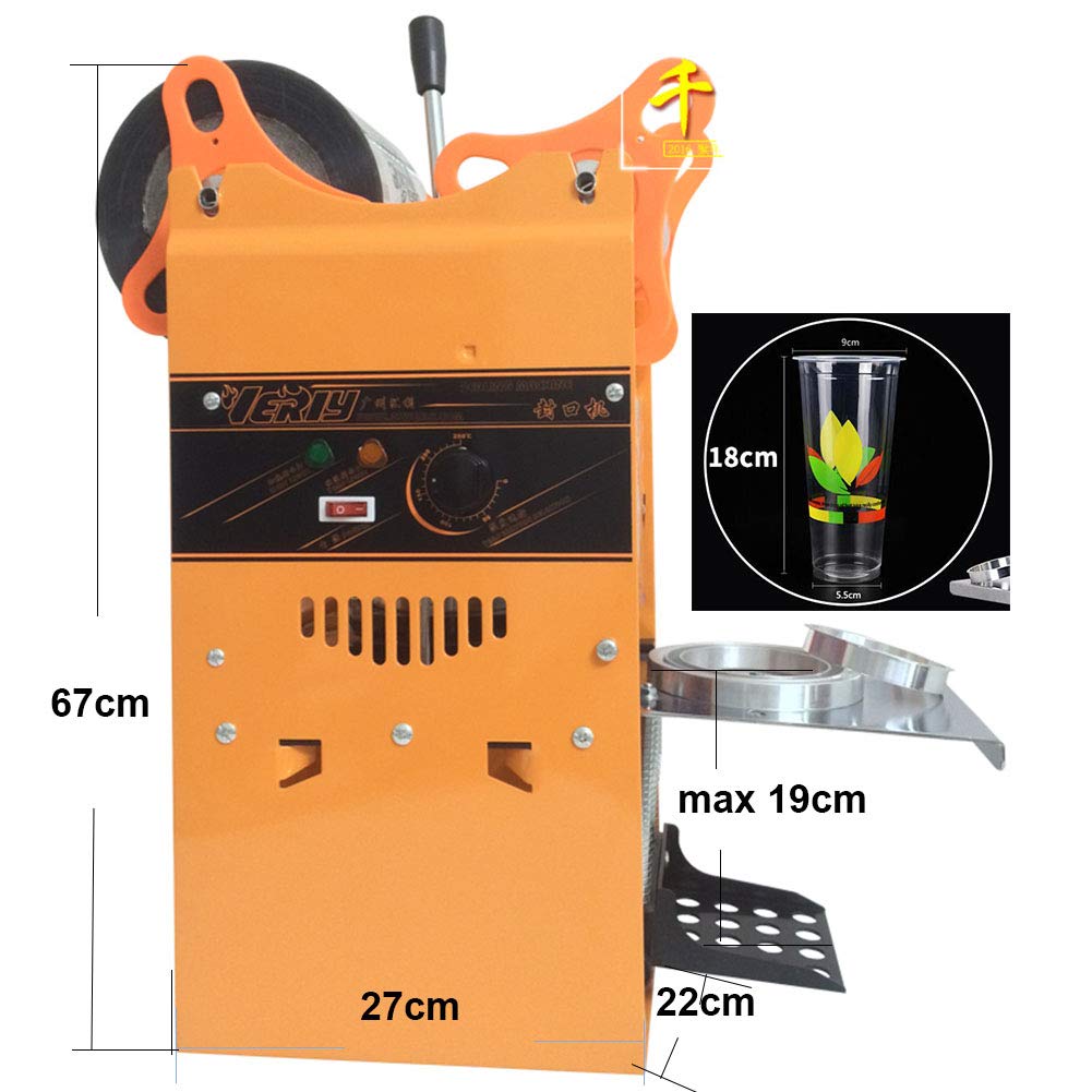 TOPCHANCES 300W Electric Cup Sealer Machine for Boba Tea, Juice & Drinks - 300-500 Cups/Hr, 220V/50Hz - Perfect for Bubble Tea Shops, Cafes & Takeout Businesses