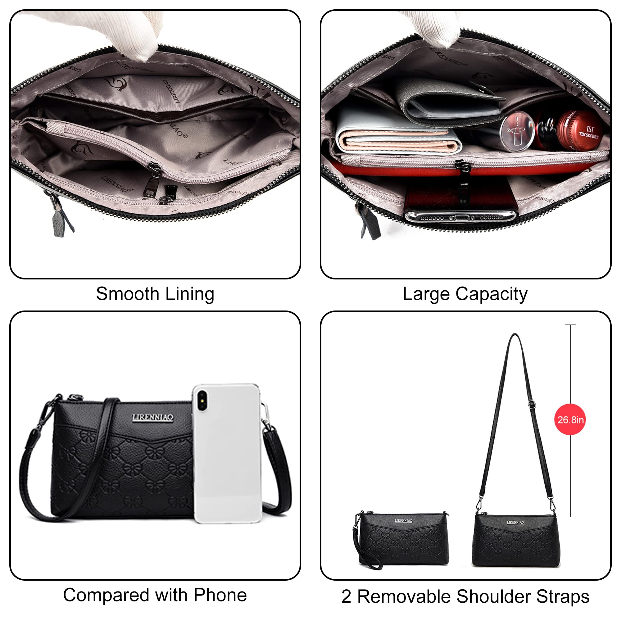 Women's Small Crossbody Purse - PU Leather Shoulder Bag with Wristlet Strap, Slim Wallet Clutch & Envelope Handbag for Everyday Use, Travel & Shopping