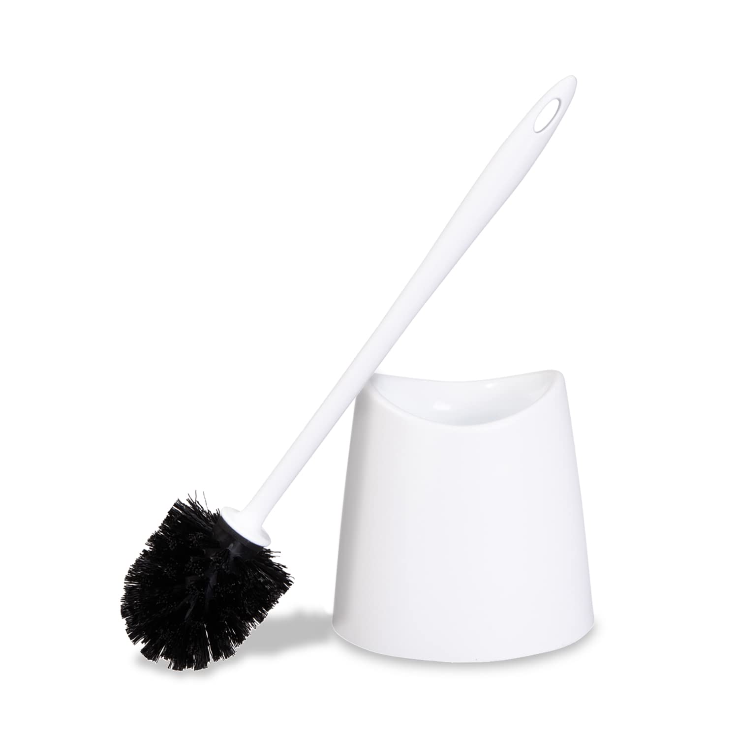 White Toilet Brush and Holder Set - Scrubbing Wand with Storage Caddy for Easy Bathroom Cleaning | Bathroom Essentials, Toilet Bowl Cleaner, Home Cleaning Supplies (Perfect for Bathrooms, Kitchens, RVs & Camping)