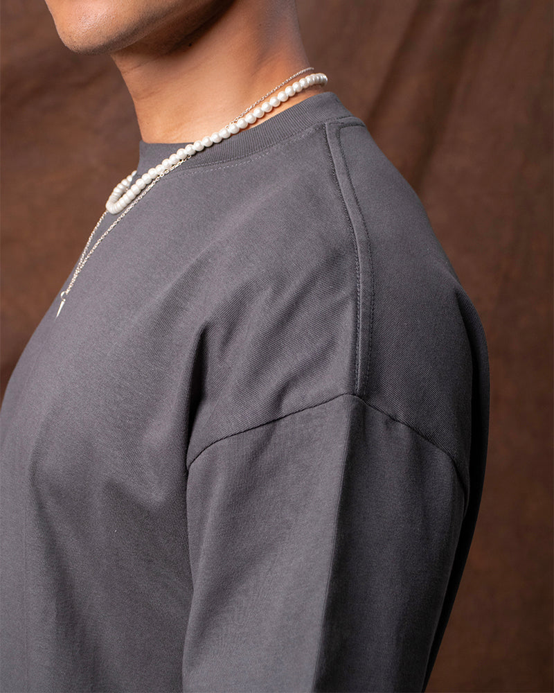 Premium Heavyweight Cotton T-Shirt for Men - SSS Realism Element Tee in Graphite - Ideal for Casual Wear, Gym & Street Style