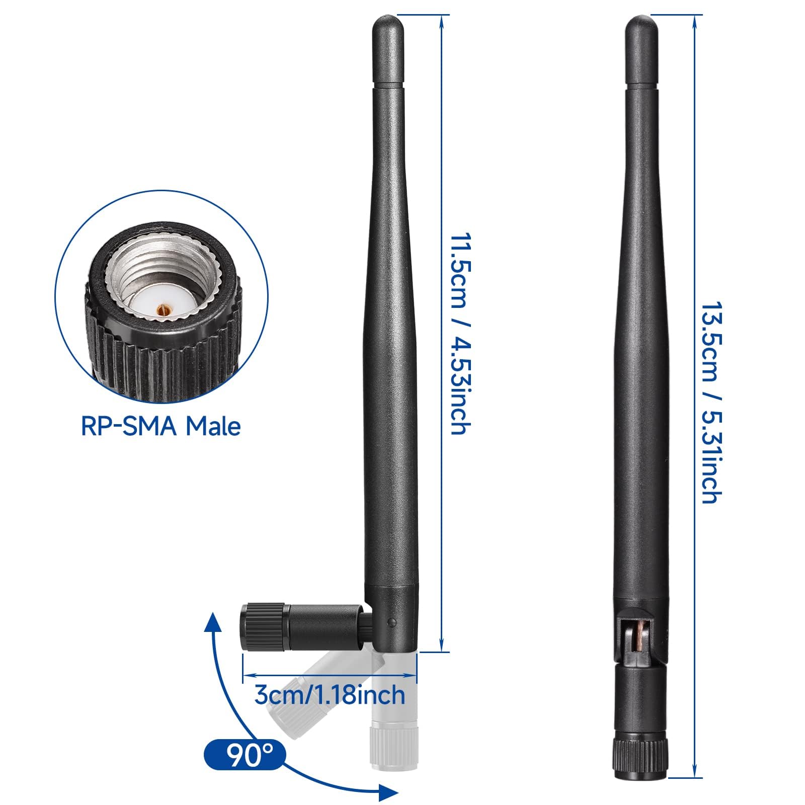 Bingfu 4-Pack Dual Band WiFi Antenna 2.4GHz 5GHz 5.8GHz - Replacement MIMO Antenna for Furrion RV Backup Camera, Truck, Tractor, Trailer, Pickup & SUV Rear View Reverse Monitor - Perfect for Enhanced Signal & Clear Backup Imaging in Parking & Towing Scenarios