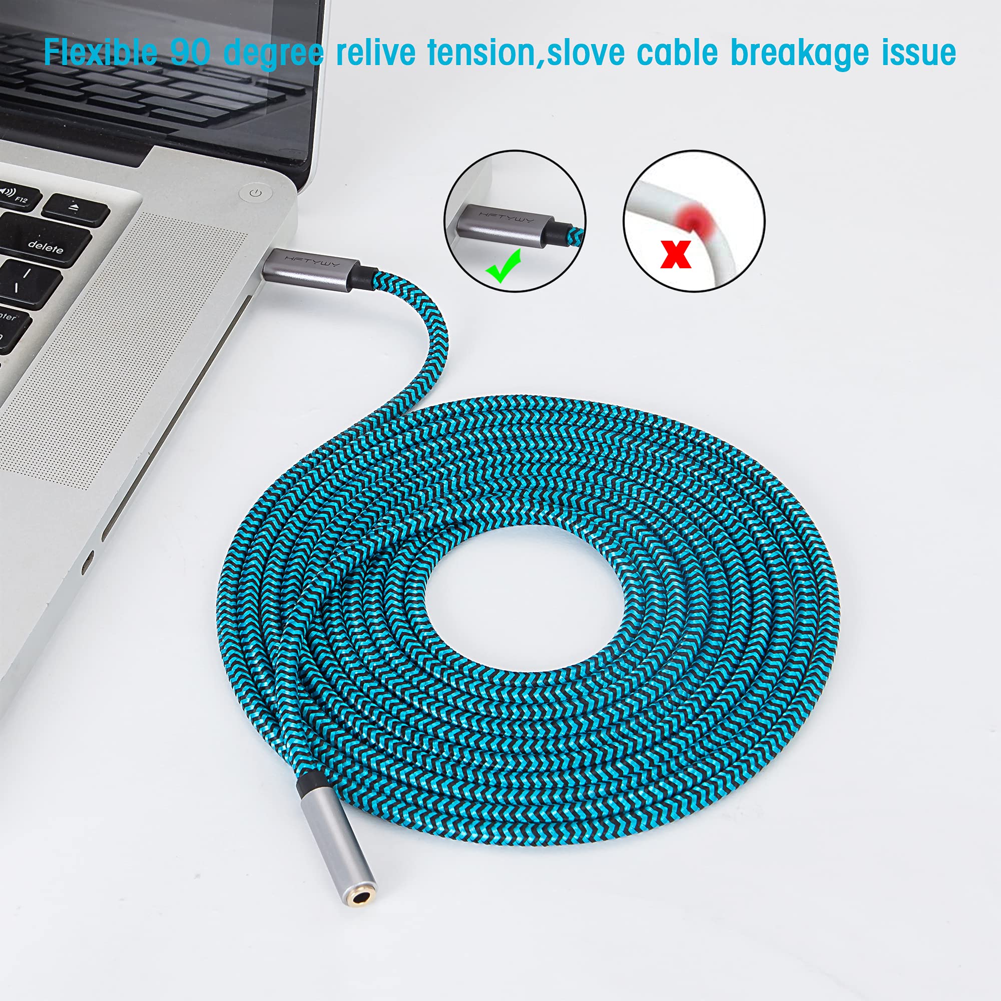 USB C to 3.5mm Headphone Adapter Cable 1ft - Hi-Res DAC Audio Dongle - USB Type C to AUX Jack Converter for iPhone, Android, Car Stereo, Headphones, Tablets - Perfect for Travel, Commuting & Home Audio