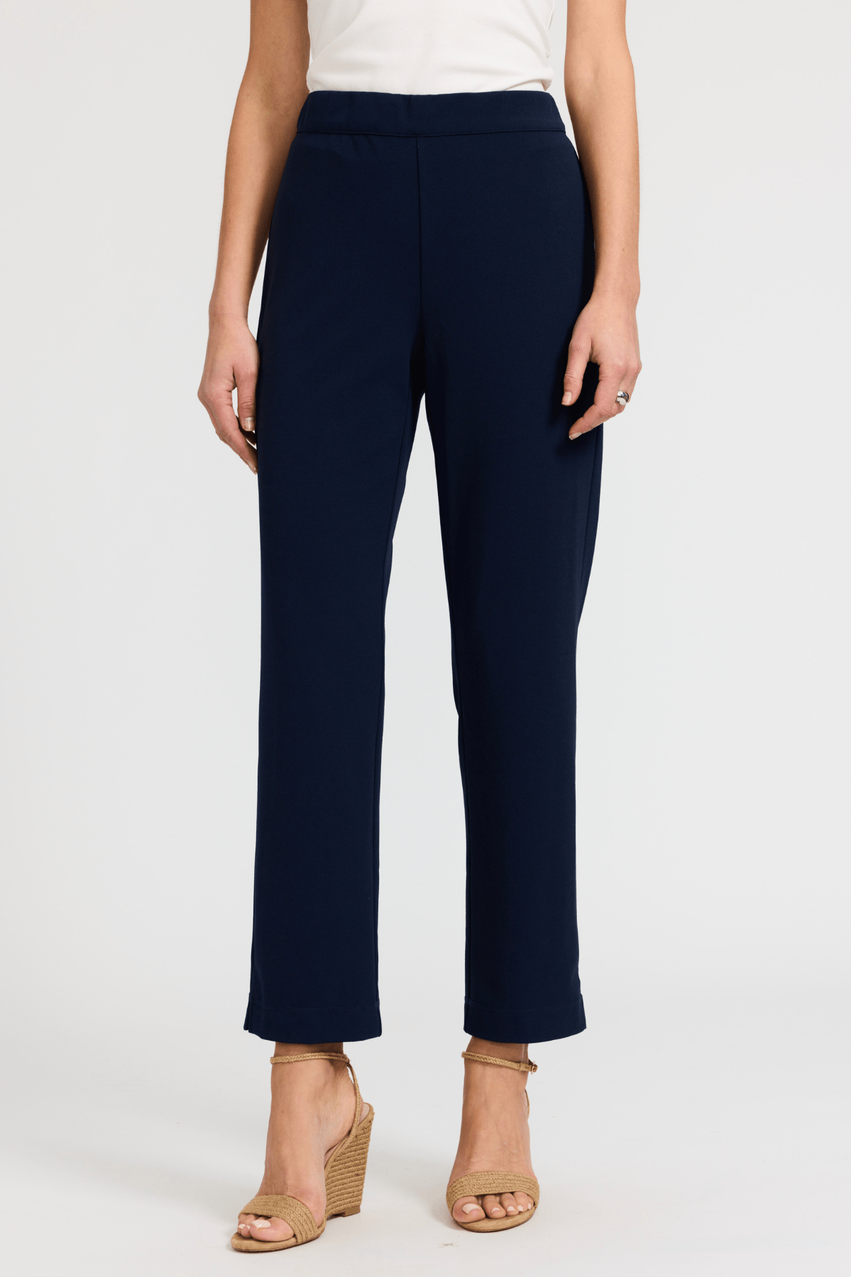 Louisa Knit Crepe Ankle Pants for Women - Comfortable Stretchy High Waisted Work Pants - Perfect for Office, Business Casual & Travel
