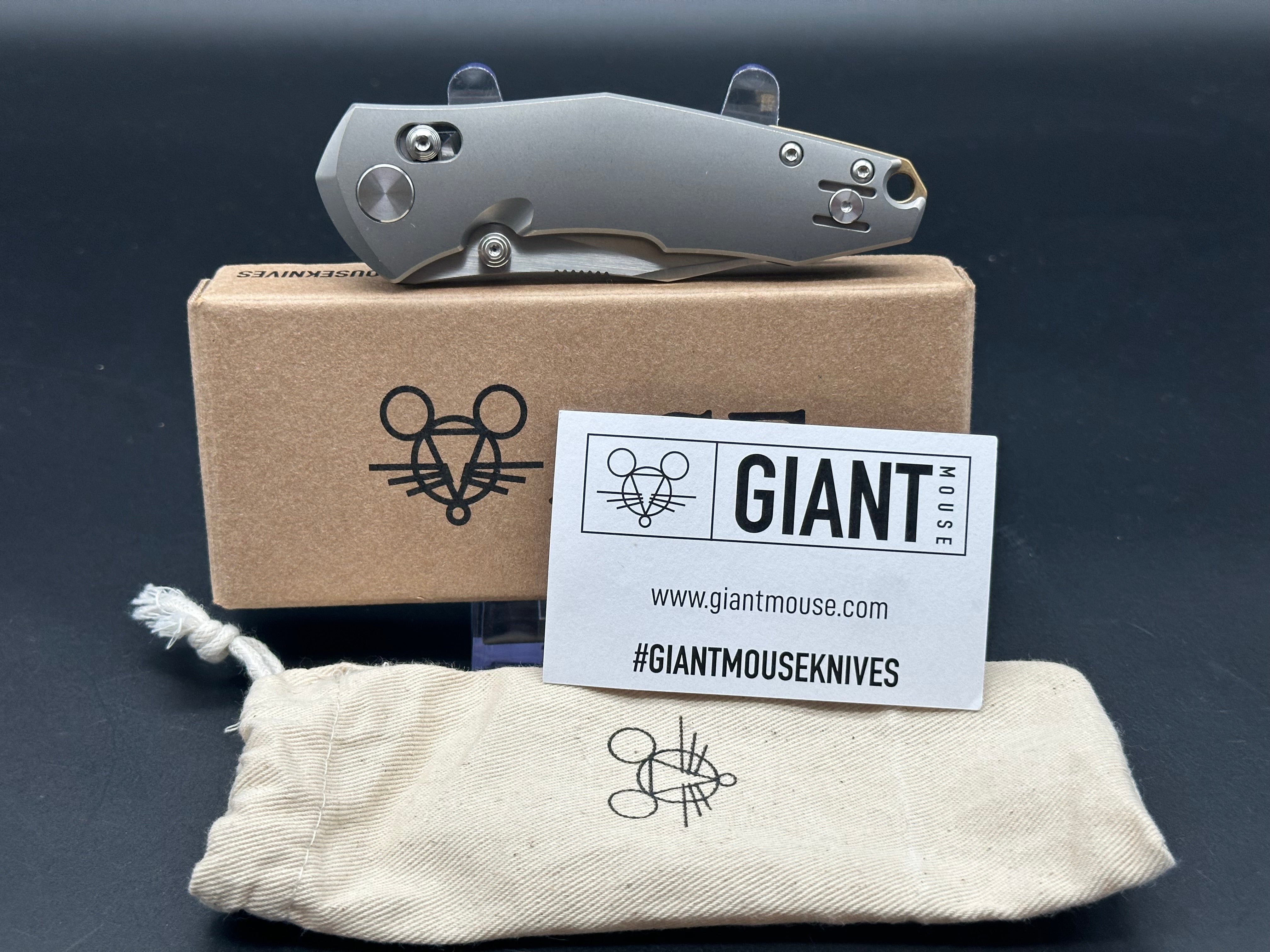 Giant Mouse Ace Nazca Cross Bar Lock Folding Knife - Full Titanium Handle, M390 Steel Blade - EDC, Outdoor, Camping, Survival Gear