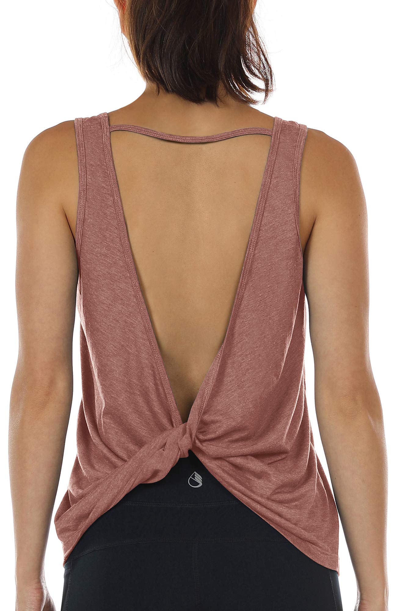 icyzone Women's Open Back High Neck Workout Tank Top - Breathable Athletic Gym Shirt for Yoga, Running & Fitness Training