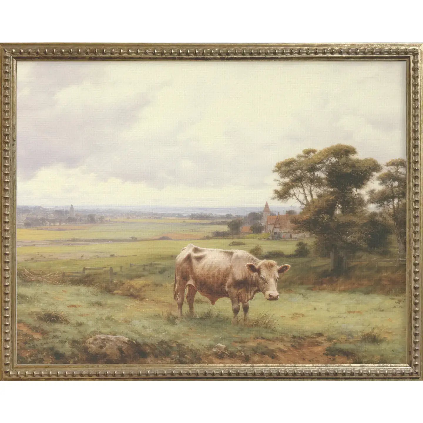 Farmhouse Cow in Pasture Framed Wall Art - Rustic Countryside Decor for Living Room, Bedroom & Office