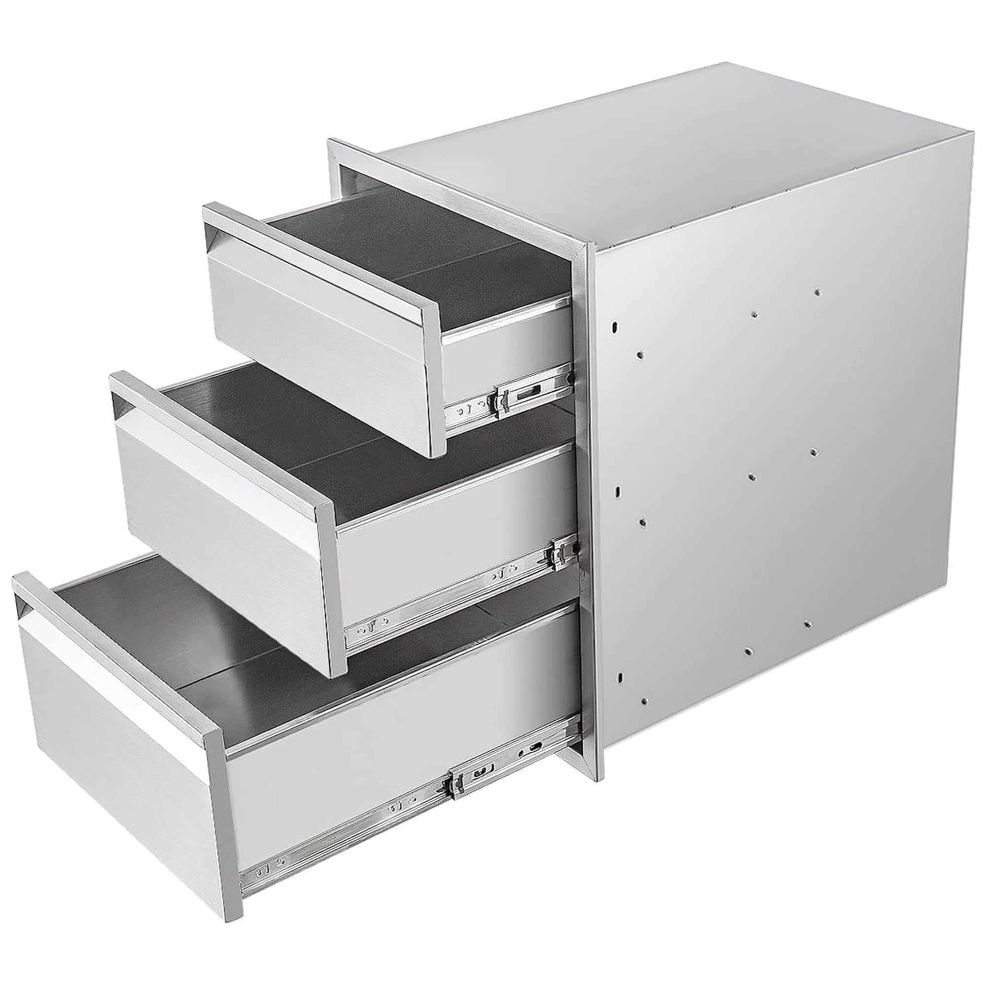 **Stainless Steel Outdoor Kitchen Drawers - Flush Mount BBQ Island Built-In Drawer, Weatherproof for Outdoor Kitchen & Grill Station (16