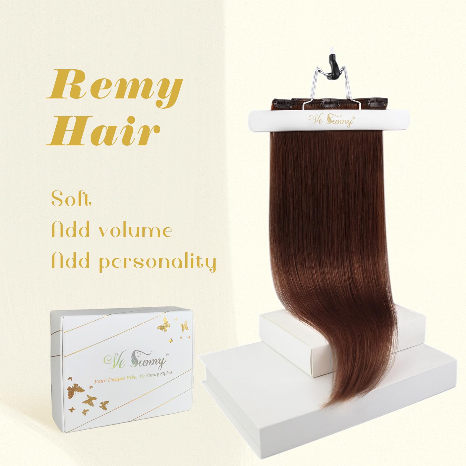 Ve Sunny Auburn Clip-in Human Hair Extensions - 5pcs 80g 12inch Real Human Hair for Cosplay & Daily Styling - Natural Red Auburn & Dark Auburn Shades for Volume & Length - Perfect for Parties, Weddings & Special Occasions