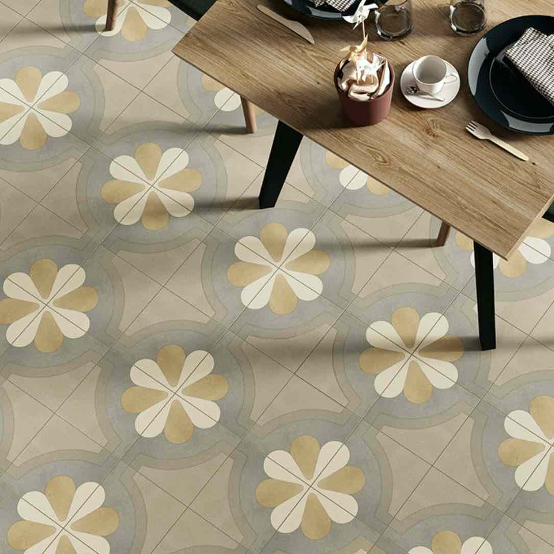 8x8 Patterned Porcelain Cement Tiles - Premium Floor & Wall Tile for Kitchen, Bathroom, and Outdoor Patio Decor