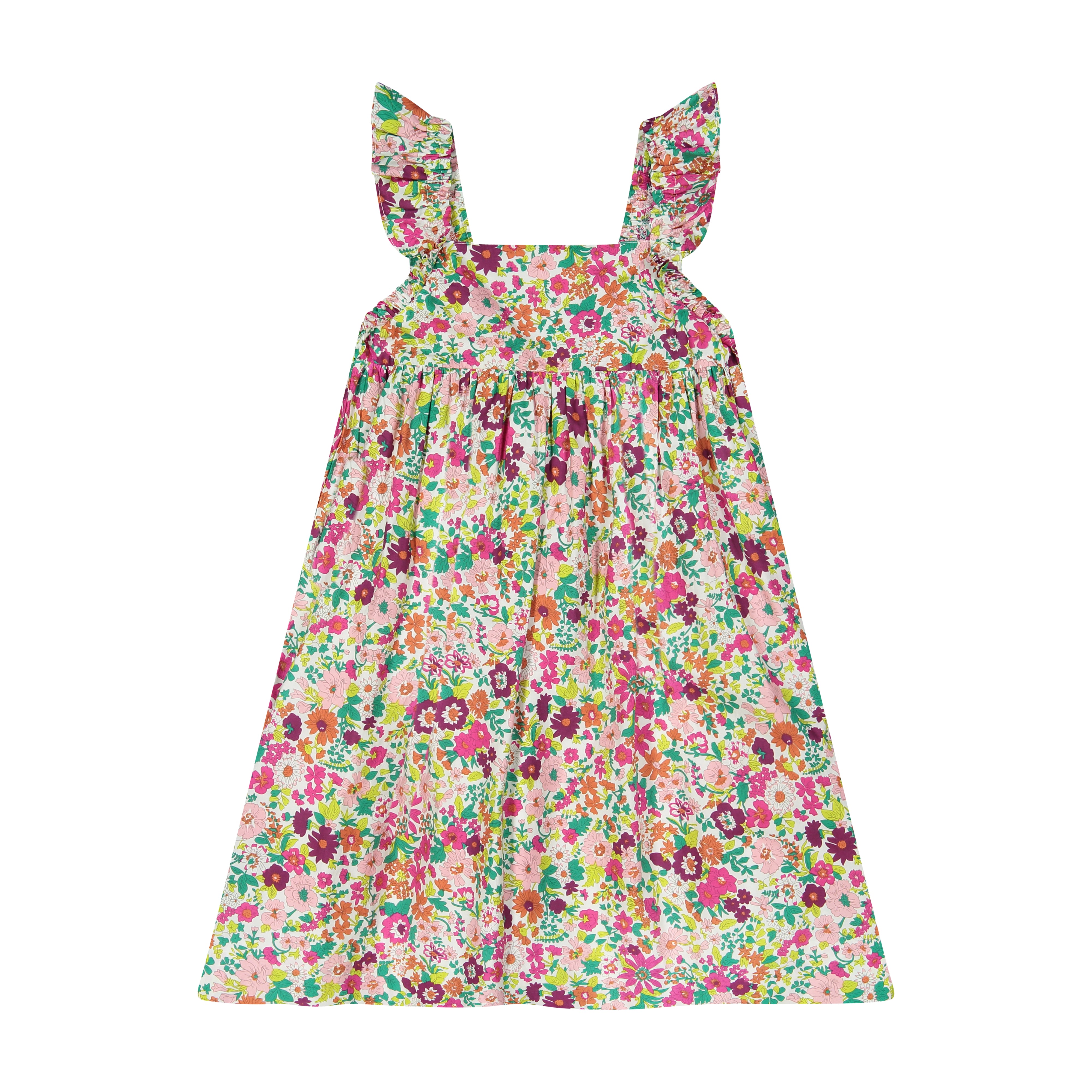 Sawyer Women's Flutter Sleeve Dress - Fuchsia Floral Print Summer Dress for Casual Wear, Beach Cover Up, or Date Night Outfit