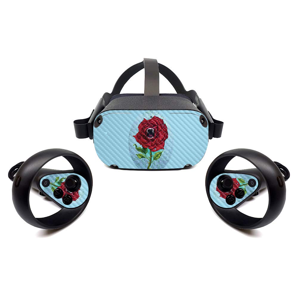 Premium Carbon Fiber Skin for Oculus Quest - Rose Bite Design | Protective & Durable Textured Cover | Easy to Apply & Remove | Made in USA | Perfect for Gaming, VR Protection & Style Customization (CF-OCQU-Rose Bite)