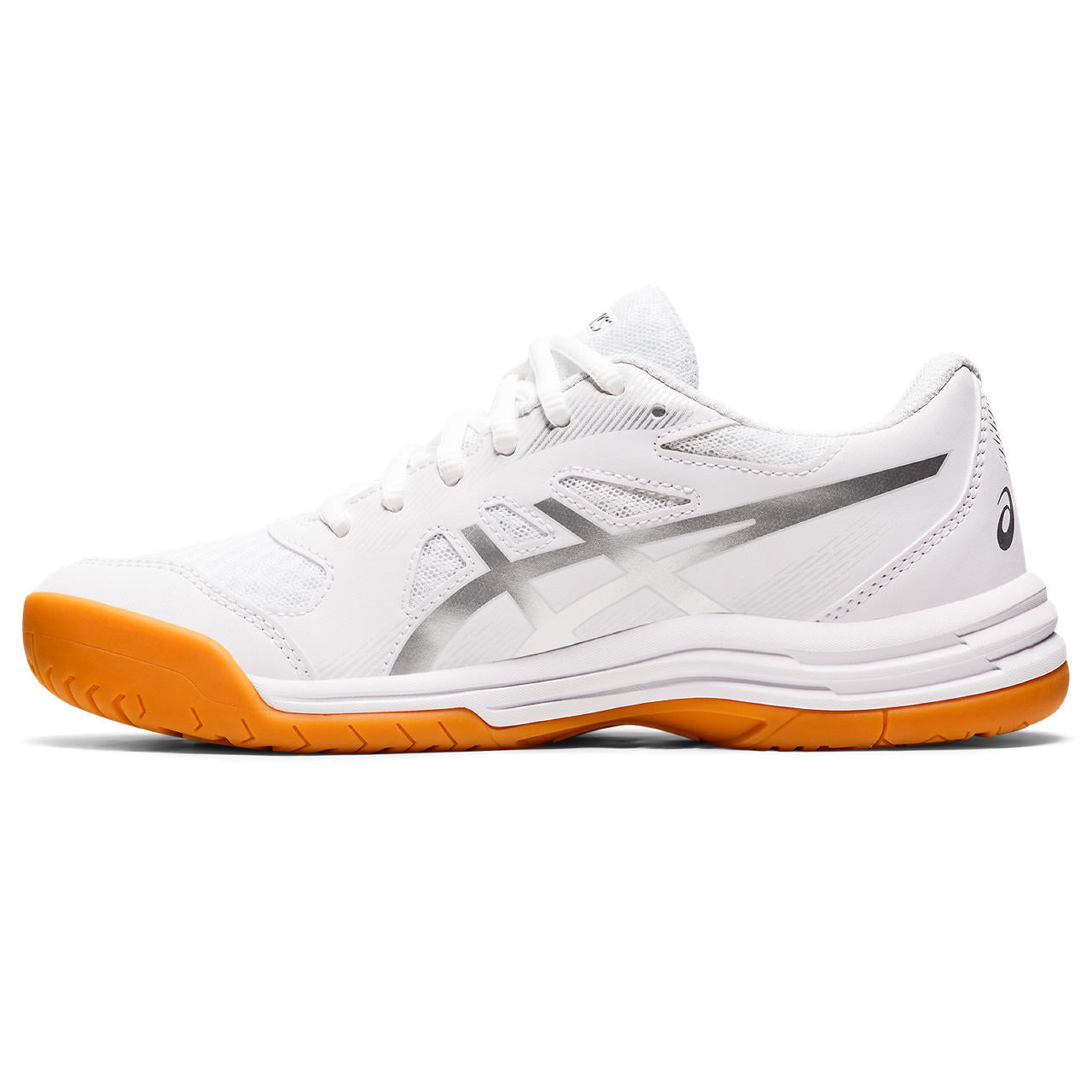 ASICS Upcourt 5 Women's Indoor Court Shoes - White/Pure Silver - Volleyball, Badminton & Squash Shoes for Women - Perfect for Gym, Training & Indoor Sports