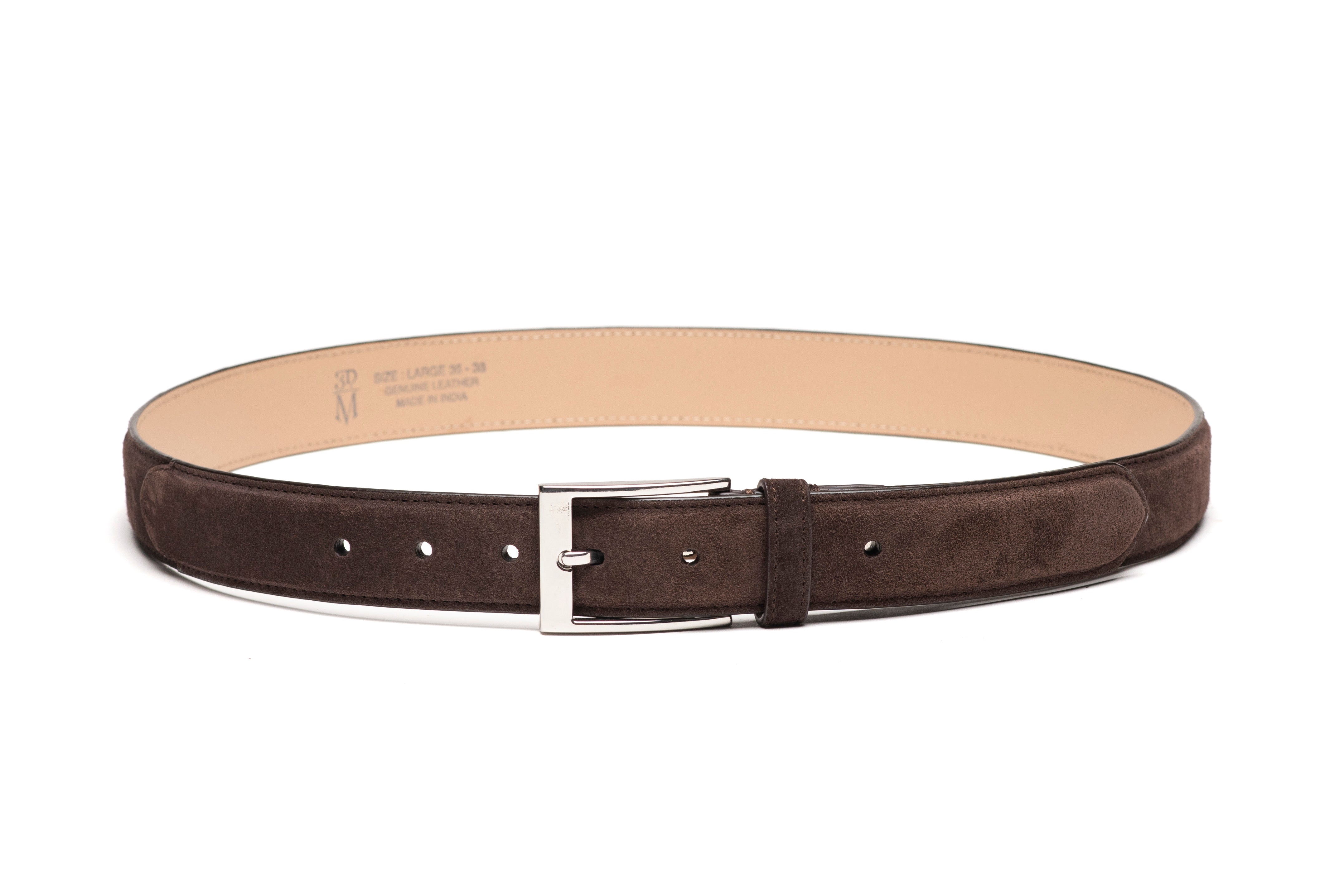 Premium Dark Brown Suede Flat Belt for Men & Women - Classic Casual & Formal Wear Accessory for Jeans, Dresses & Office Attire