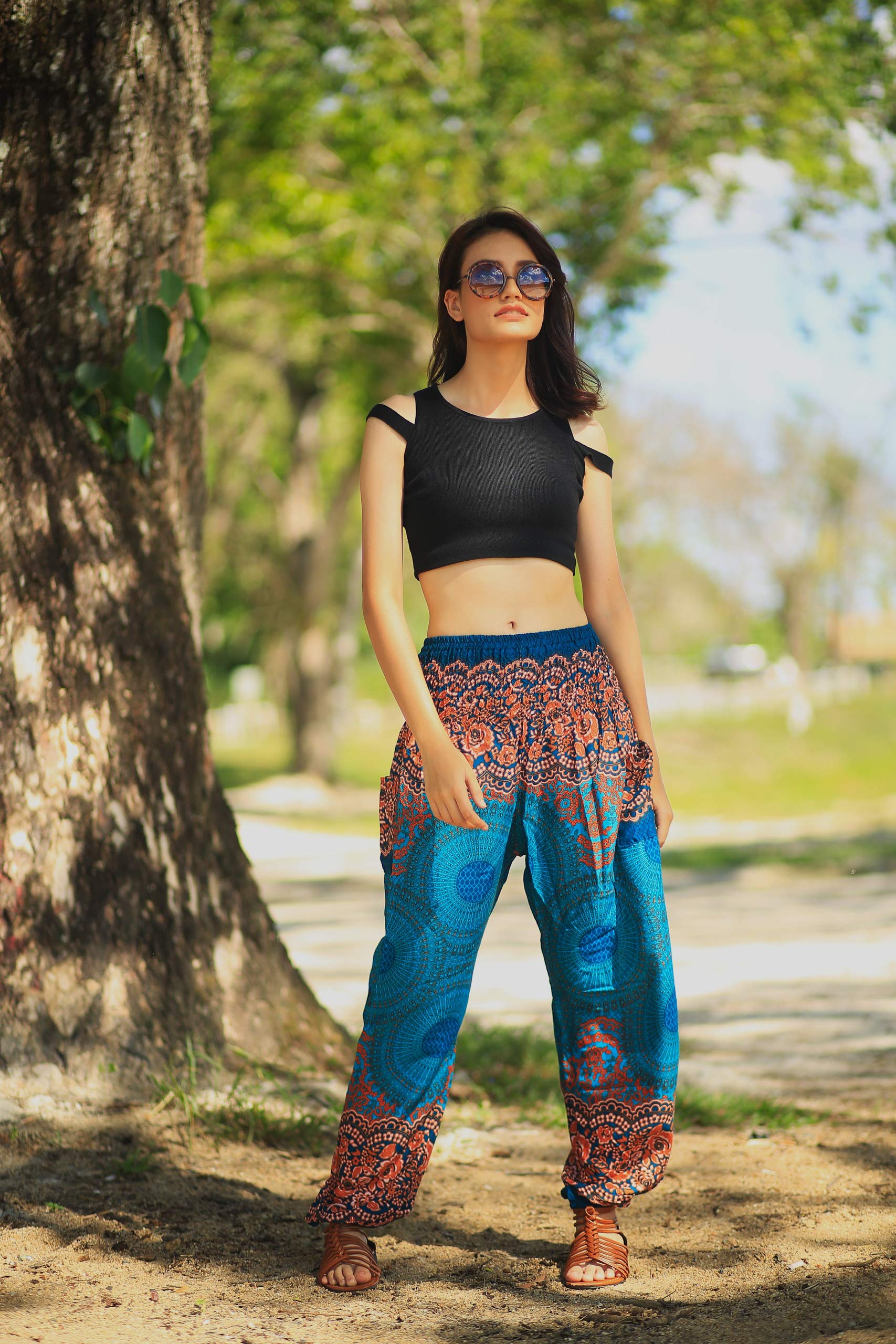 Boho Harem Pants for Women - Comfortable Yoga Trousers with Elastic Waist, Loose Fit Bohemian Beach Pants - Perfect for Yoga, Meditation, Travel and Casual Wear