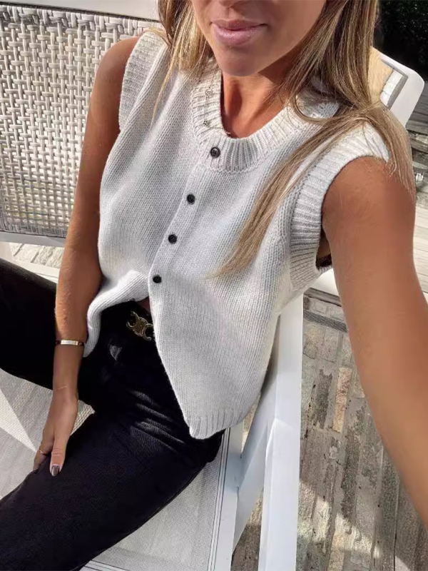 Stylish Women's Knitted Vest Top - Casual & Comfortable Pullover Sweater for Layering, Office Wear & Fall Fashion