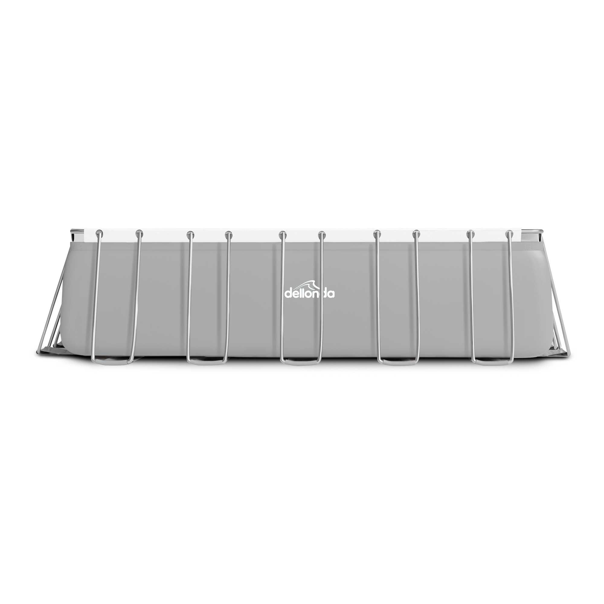 Dellonda 21ft Deluxe Rectangular Steel Frame Swimming Pool with Step Ladder & Filter Pump DL150 - Perfect for Backyard Family Fun, Summer Parties & Outdoor Relaxation