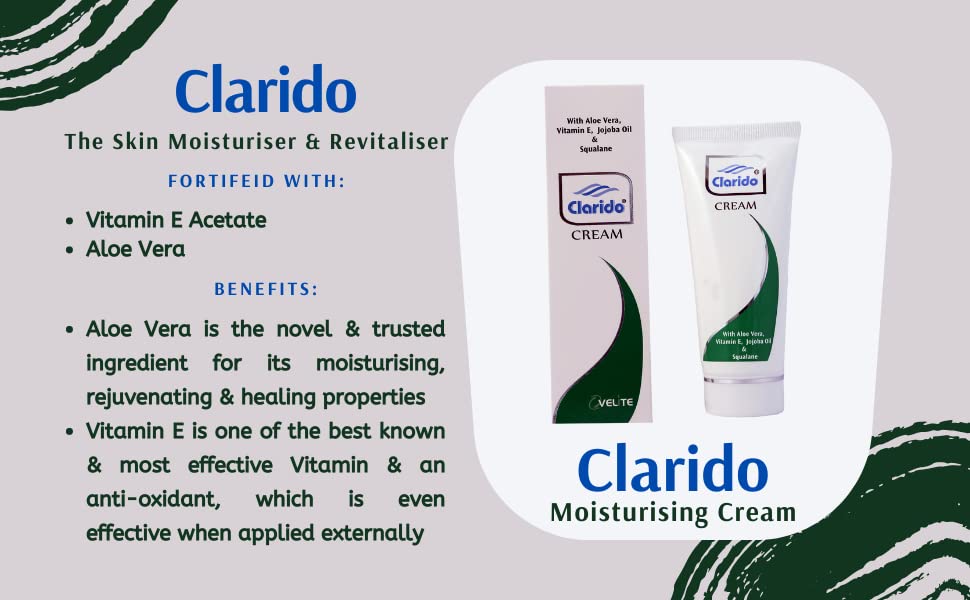 Clarido Moisturizing Cream with Aloe Vera, Vitamin E & Jojoba Oil - Pack of 2 - Hydrating Face & Body Lotion for Dry Skin Care & Daily Nourishment